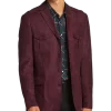 Paisley & Gray Slim Fit Ultra-suede Military Jacket, Burgundy
