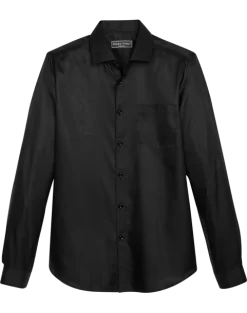 Paisley & Gray Slim Fit Spread Collar Sport Shirt, Black Jacquard