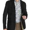 Paisley & Gray Slim Fit Military Coat, Black