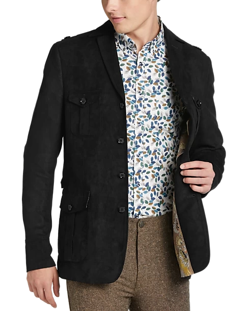 Paisley & Gray Slim Fit Military Coat, Black