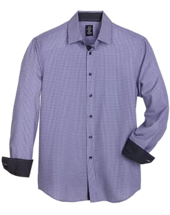 Michael Strahan Modern Fit Spread Collar Sport Shirt, Purple Link