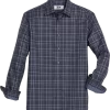 Joseph Abboud Modern Fit Sport Shirt, Navy Roadmap Plaid