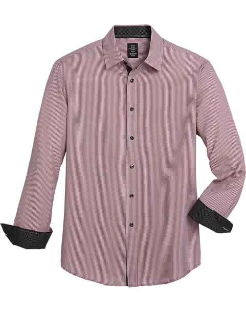 Michael Strahan Modern Fit Sport Shirt, Red Stripe