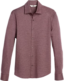 Joseph Abboud Modern Fit Knit Sport Shirt, Burgundy Houndstooth