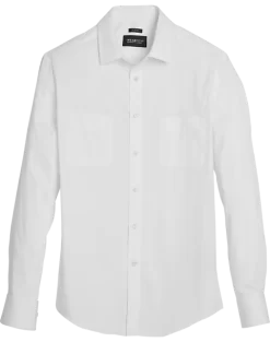 Awearness Kenneth Cole Slim Fit Military Sport Shirt, Bright White