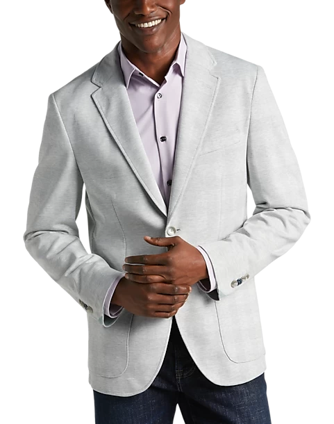 Michael Strahan Modern Fit Knit Soft Jacket, Silver Glen Plaid