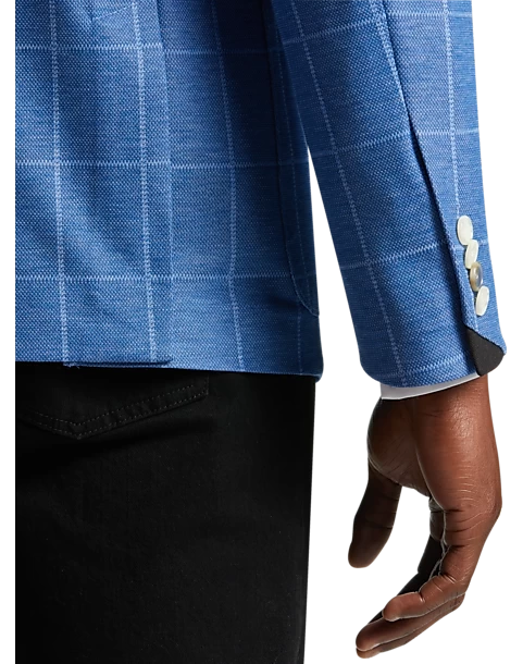 Michael Strahan Modern Fit Knit Sport Coat, Medium Blue Windowpane - Image 2