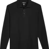 Awearness Kenneth Cole Modern Fit Long Sleeve Polo, Black