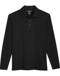 Awearness Kenneth Cole Modern Fit Long Sleeve Polo, Black