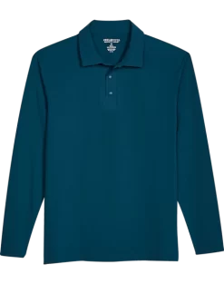 Awearness Kenneth Cole Modern Fit Long Sleeve Polo, Teal