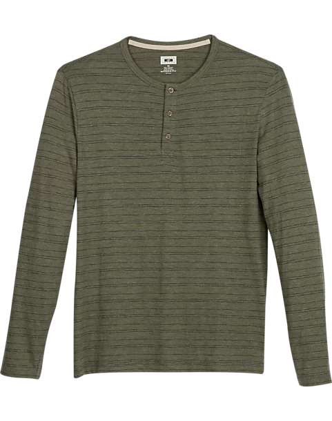 Joseph Abboud Modern Fit Henley, Olive Stripe