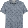 Joseph Abboud Modern Fit Short Sleeve Polo Shirt, Gray & Blue Floral