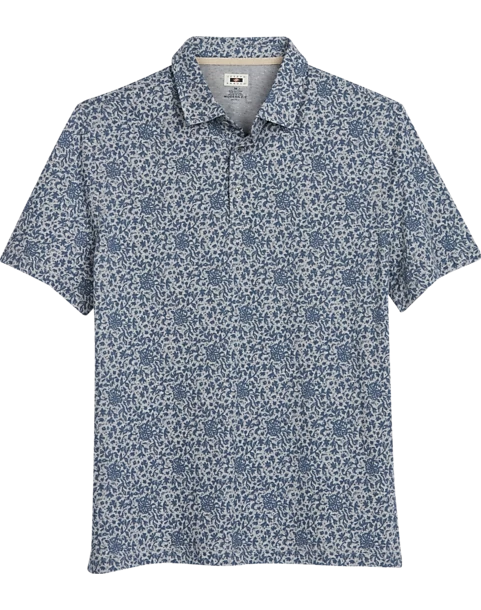 Joseph Abboud Modern Fit Short Sleeve Polo Shirt, Gray & Blue Floral