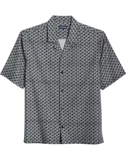 Haggar Modern Fit Short Sleeve Camp Shirt, Black Turtles