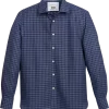 Joseph Abboud Modern Fit Linen Blend Shirt, Navy Gingham