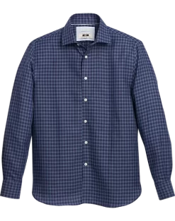 Joseph Abboud Modern Fit Linen Blend Shirt, Navy Gingham