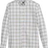 Joseph Abboud Modern Fit Short Sport Shirt, Olive Plaid