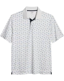 Haggar Modern Fit LIFE KHAKI™ Short Sleeve Polo, White Seahorse Pattern