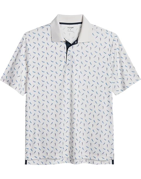 Haggar Modern Fit LIFE KHAKI™ Short Sleeve Polo, White Seahorse Pattern