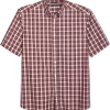 Haggar Life Khaki Modern Fit Short Sleeve Sport Shirt, Red Plaid