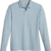Joseph Abboud Modern Fit Long Sleeve Polo Shirt, Light Blue Slub Stripe