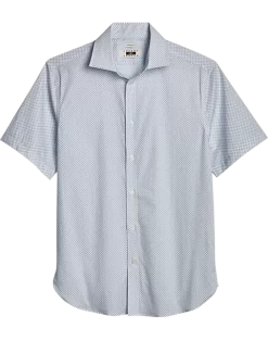 Joseph Abboud Modern Fit Short Sleeve Sport Shirt, Teal Micro Paisley