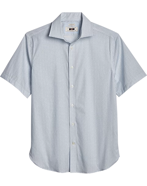 Joseph Abboud Modern Fit Short Sleeve Sport Shirt, Teal Micro Paisley