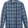 Joseph Abboud Modern Fit Slub Sport Shirt Blue Plaid