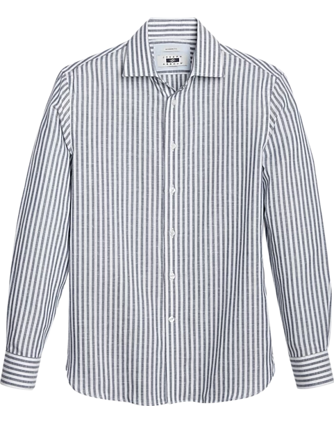 Joseph Abboud Modern Fit Sport Shirt, Navy Stripe