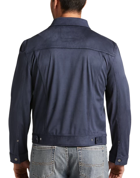 Joseph Abboud Modern Fit Faux Suede Trucker Jacket, Navy - Image 2