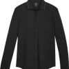 Michael Strahan Modern Fit Popcorn Knit Sport Shirt, Black