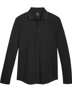 Michael Strahan Modern Fit Popcorn Knit Sport Shirt, Black