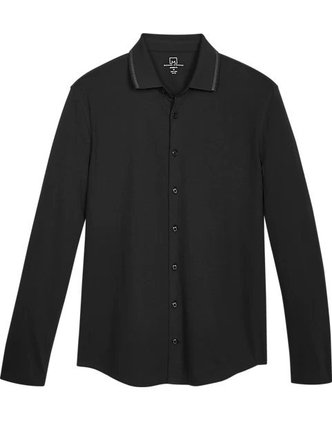 Michael Strahan Modern Fit Popcorn Knit Sport Shirt, Black