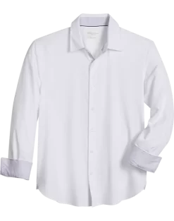 Con.Struct Four-Way Stretch Slim Fit Spread Collar Sport Shirt, White