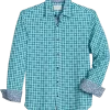 Con.Struct Slim Fit Spread Collar Sport Shirt Green And Blue
