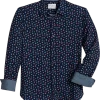 Con.Struct Slim Fit Spread Collar Sport Shirt Navy Floral