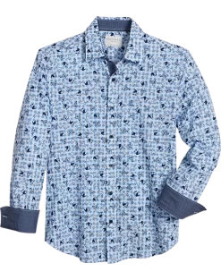 Con.Struct Slim Fit Spread Collar Sport Shirt, Blue Dogs