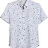 Con.Struct Slim Fit Short Sleeve Sport Shirt White & Blue Paisley