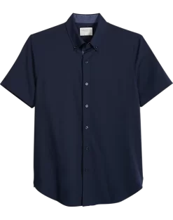 Con.Struct Slim Fit Short Sleeve Sport Shirt Navy