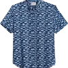 Con.Struct Slim Fit Short Sleeve Sport Shirt Navy & Blue Fish