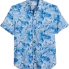 Con.Struct Slim Fit Short Sleeve Sport Shirt Blue Palm Leaf