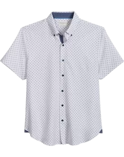 Con.Struct Slim Fit Short Sleeve Sport Shirt White & Black Paw Prints