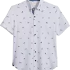 Con.Struct Slim Fit Short Sleeve Sport Shirt, White & Navy Dogs