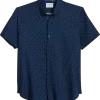 Con.Struct Slim Fit Short Sleeve Sport Shirt, Navy & White Dot
