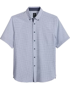 Michael Strahan Modern Fit Short Sleeve Sport Shirt, Square Dot White