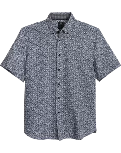 Michael Strahan Four-Way Modern Fit Button Down Collar Sport Shirt, Gray Floral