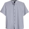 Michael Strahan Modern Fit Short Sleeve Sport Shirt White Woven Pattern