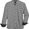 Michael Strahan Modern Fit Four-Way Stretch Sport Shirt, White & Gray Grid