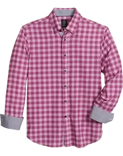 Michael Strahan Modern Fit Sport Shirt Rose Plaid