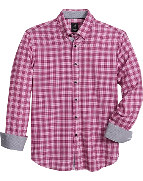 Michael Strahan Modern Fit Sport Shirt Rose Plaid